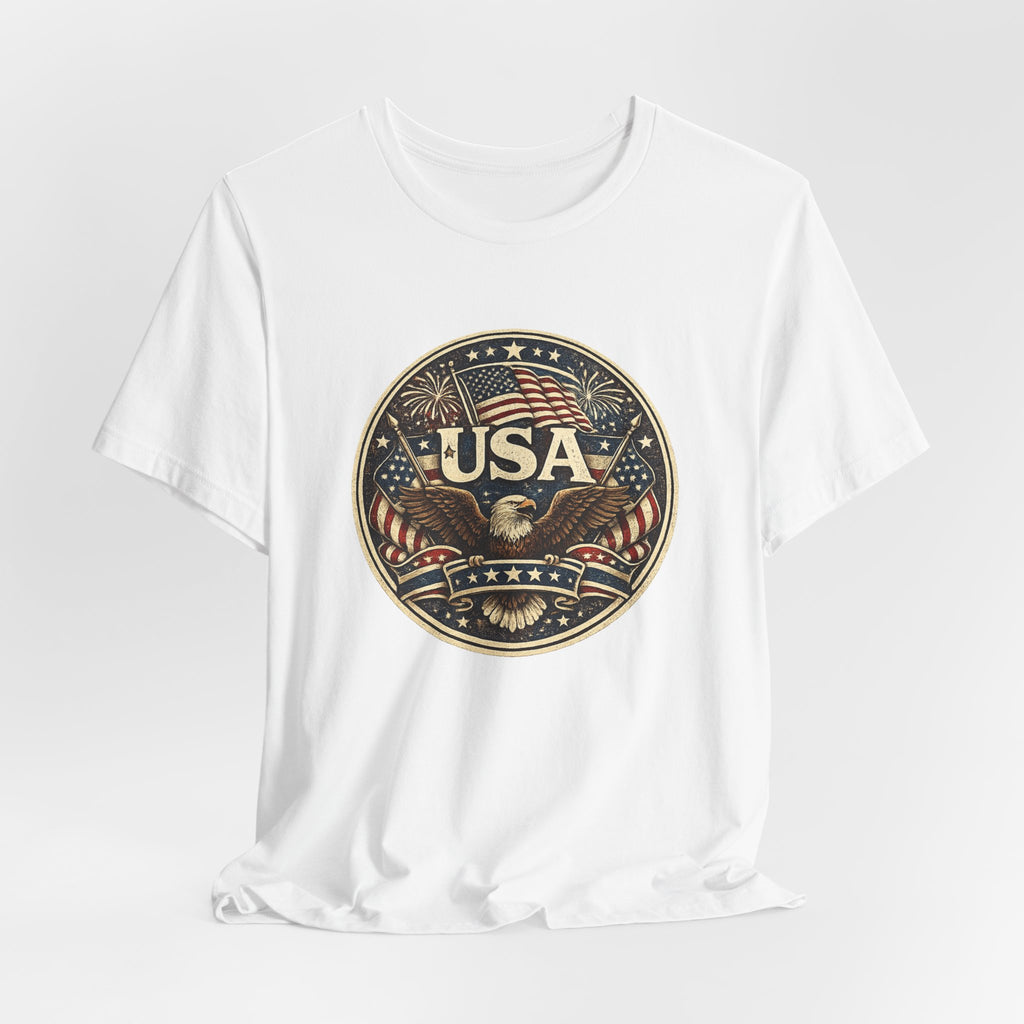 USA Eagle Vintage Patriotic T-Shirt — American Flag Graphic Tee