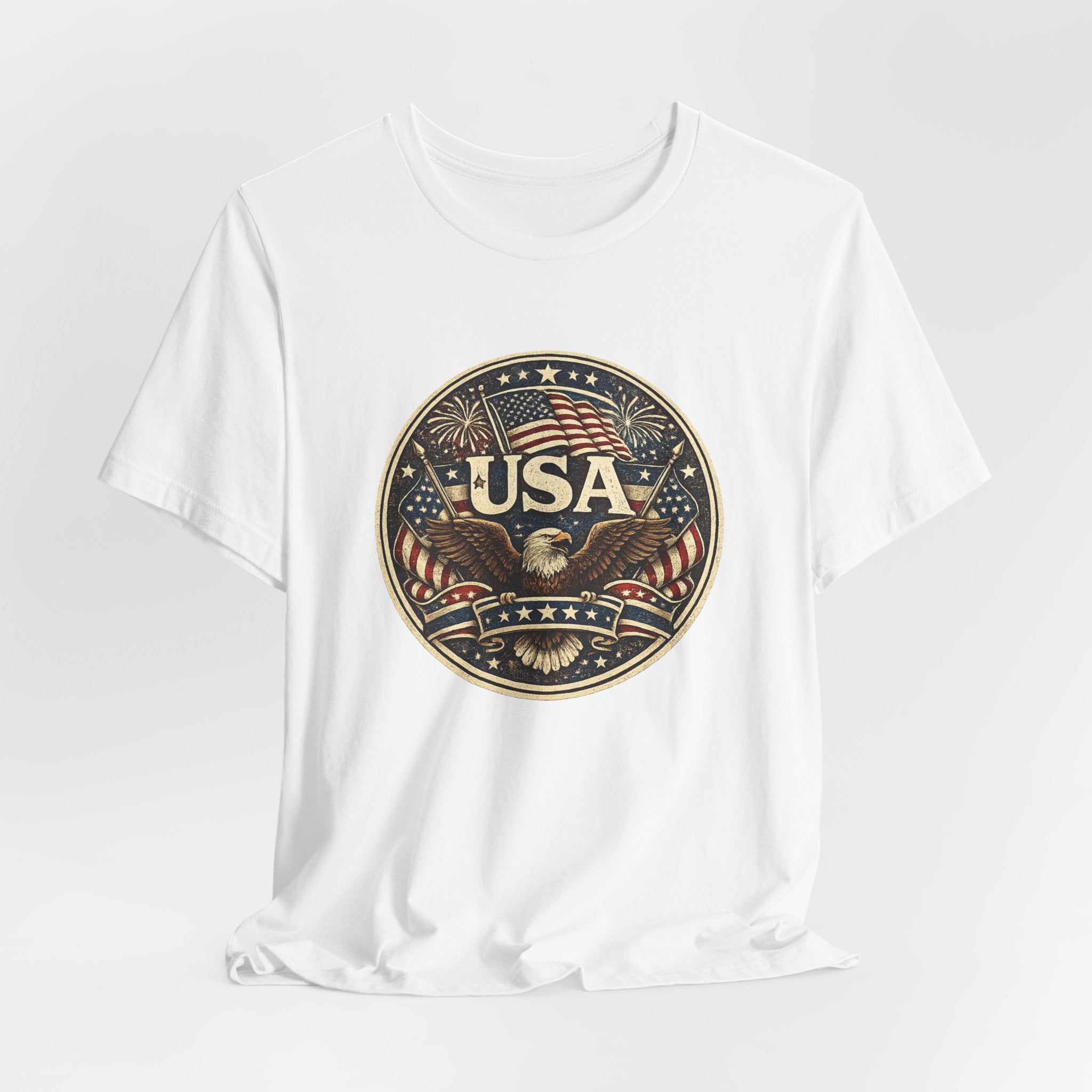 USA Eagle Vintage Patriotic T-Shirt — American Flag Graphic Tee