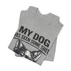 Australian Shepherd Funny Dog T-Shirt — "My Dog Has Seen Some Shit and Judges Me Daily" Graphic Tee