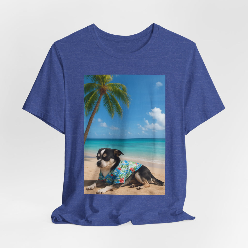 Beach Chihuahua Dog T-Shirt — Hawaiian Shirt Puppy on Tropical Shore