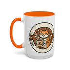 Cat Coffee Mug — Cute Orange Kitty Holding ‘Coffee’ Accent Ceramic Mug (11/15 oz)