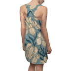 Floral Racerback Dress — Teal Vintage Botanical All-Over Print