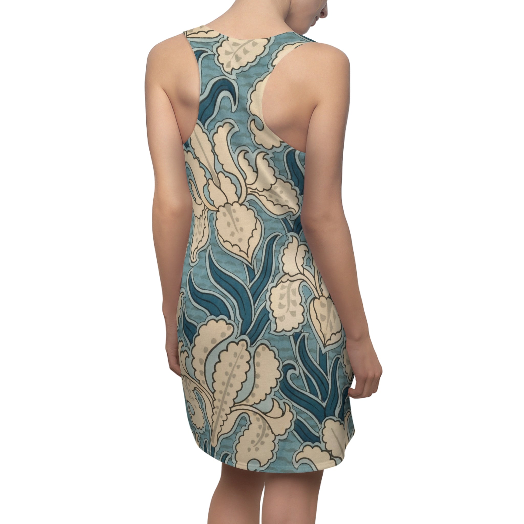 Floral Racerback Dress — Teal Vintage Botanical All-Over Print