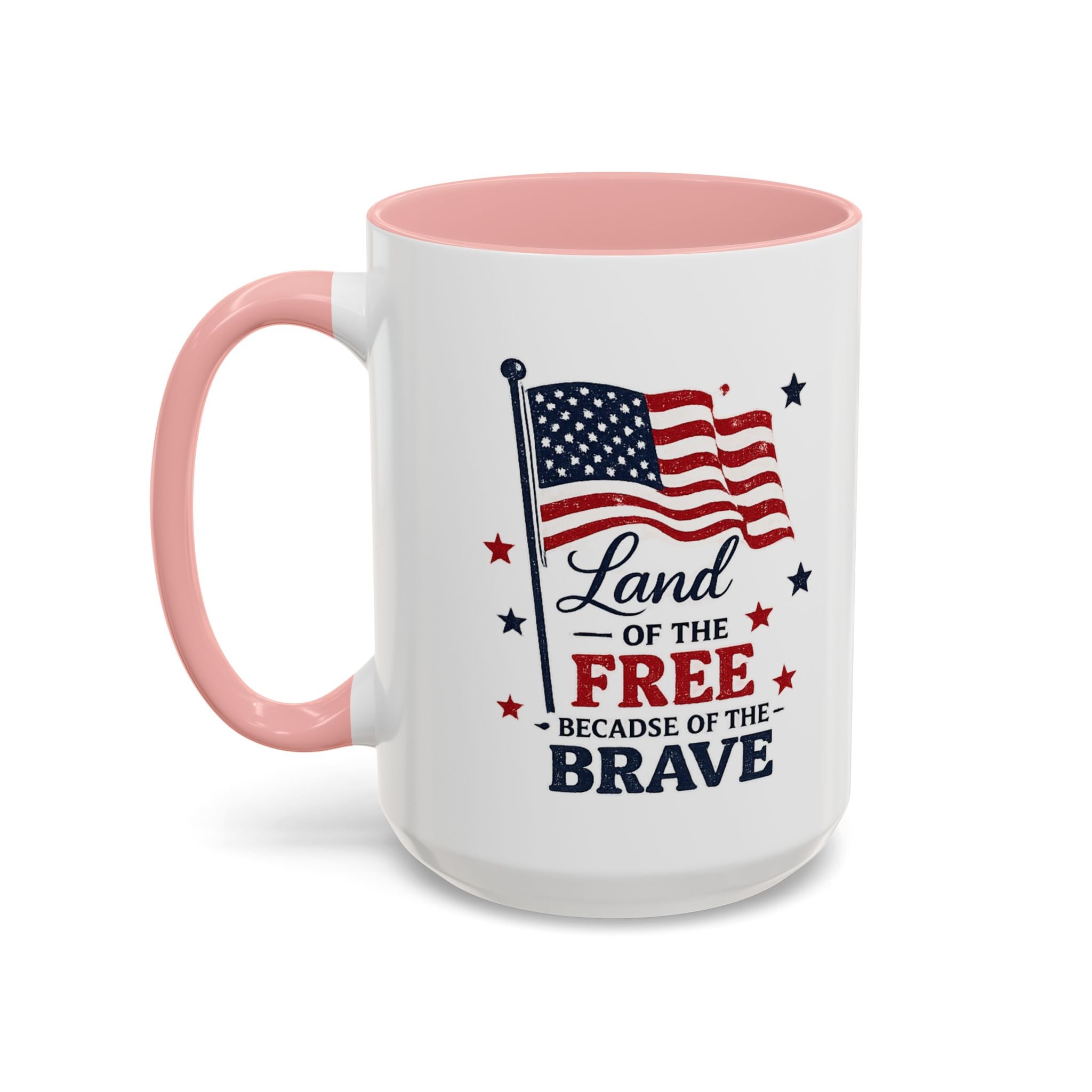 Patriotic Coffee Mug — "Land of the Free Because of the Brave" Accent Mug