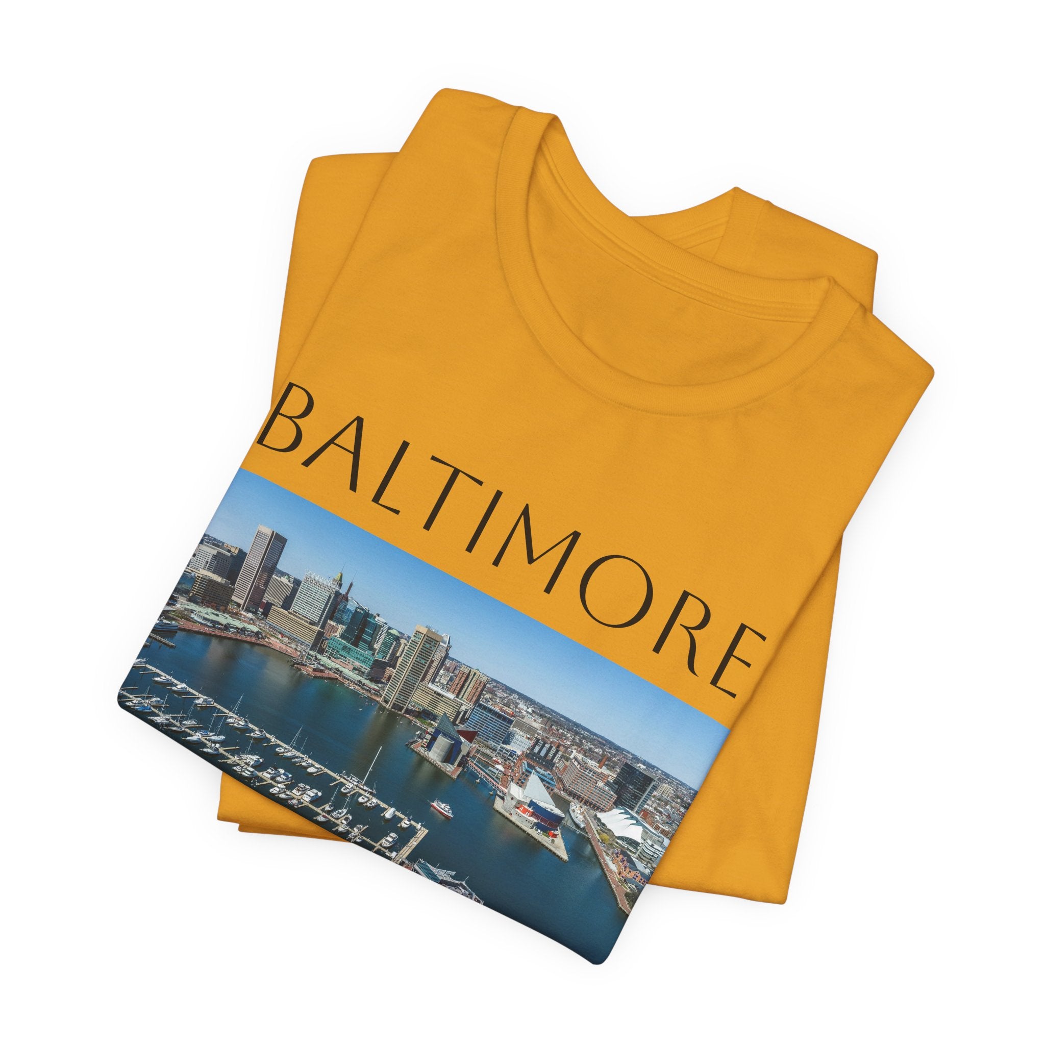 Baltimore Skyline Photo Tee — Inner Harbor Cityscape T-Shirt