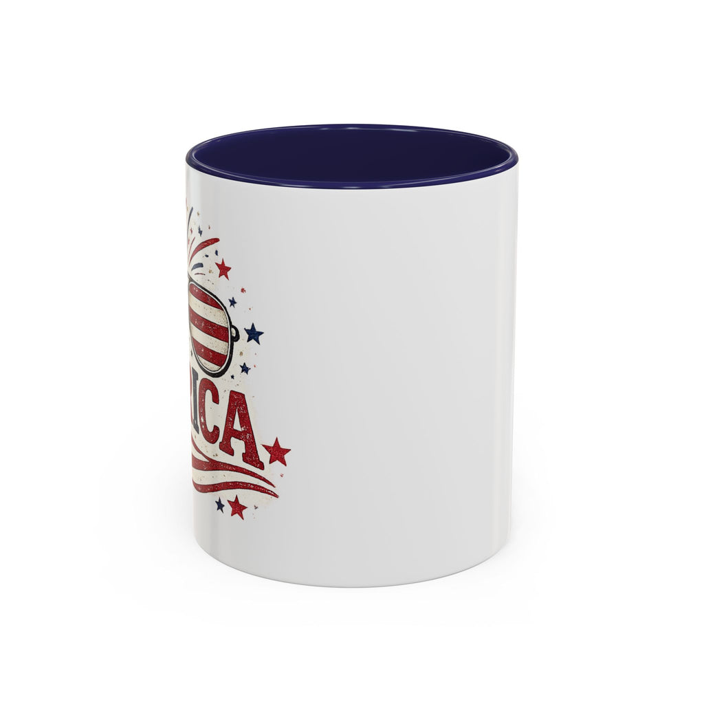 America Flag Accent Coffee Mug - Patriotic 11/15oz Tea Cup