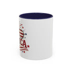 America Flag Accent Coffee Mug - Patriotic 11/15oz Tea Cup