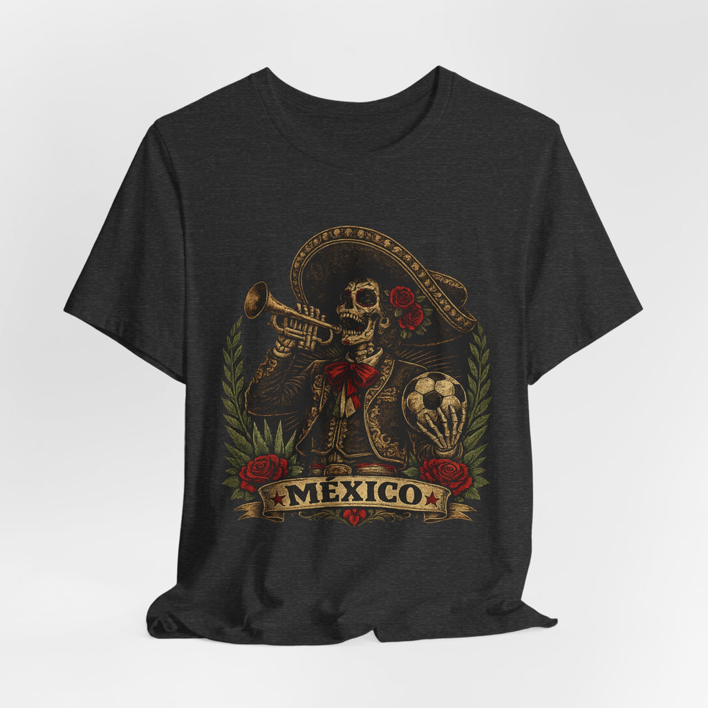 Mexico Mariachi Skull T‑Shirt — Day of the Dead Mexican Soccer Tee