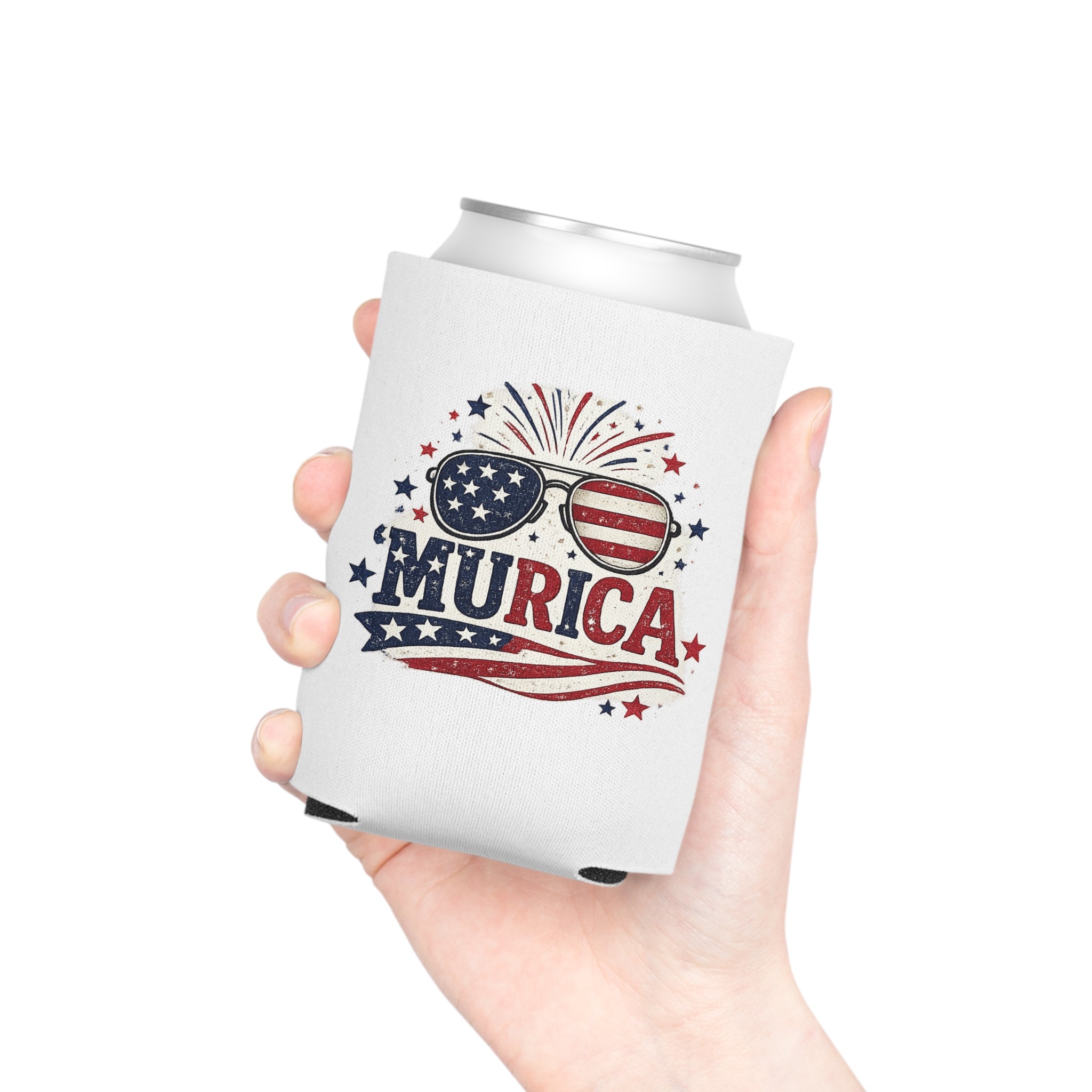 Can Cooler - ‘Murica American Flag Sunglasses Patriotic 4th of July Koozie