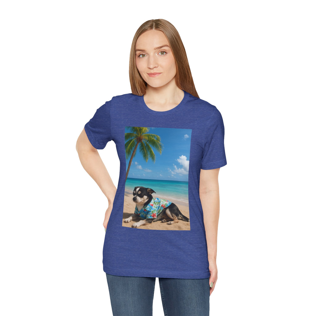 Beach Chihuahua Dog T-Shirt — Hawaiian Shirt Puppy on Tropical Shore