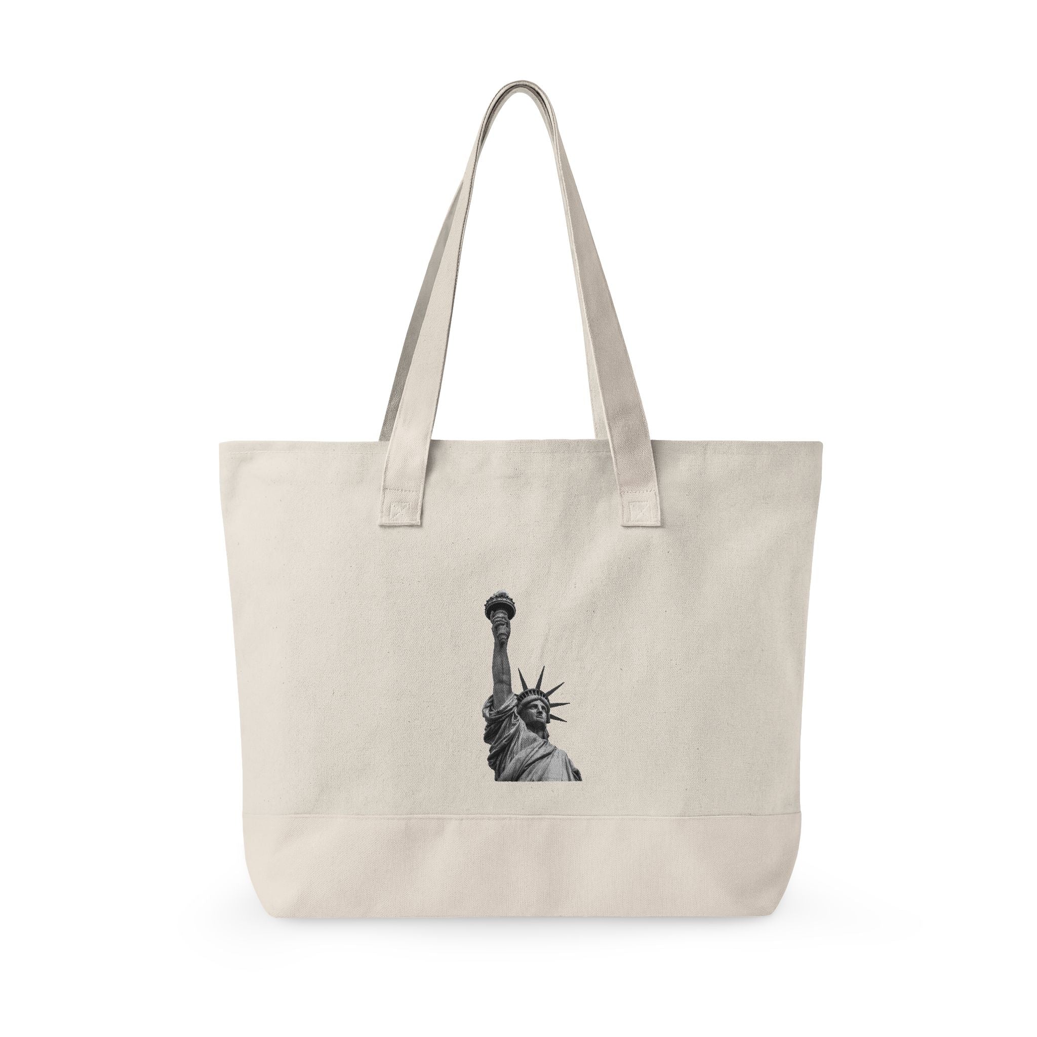 Statue of Liberty Canvas Tote — Zippered Eco Travel Bag