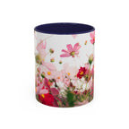 Floral Cosmos Accent Coffee Mug — Pink Wildflower Tea & Coffee Cup (11/15oz)