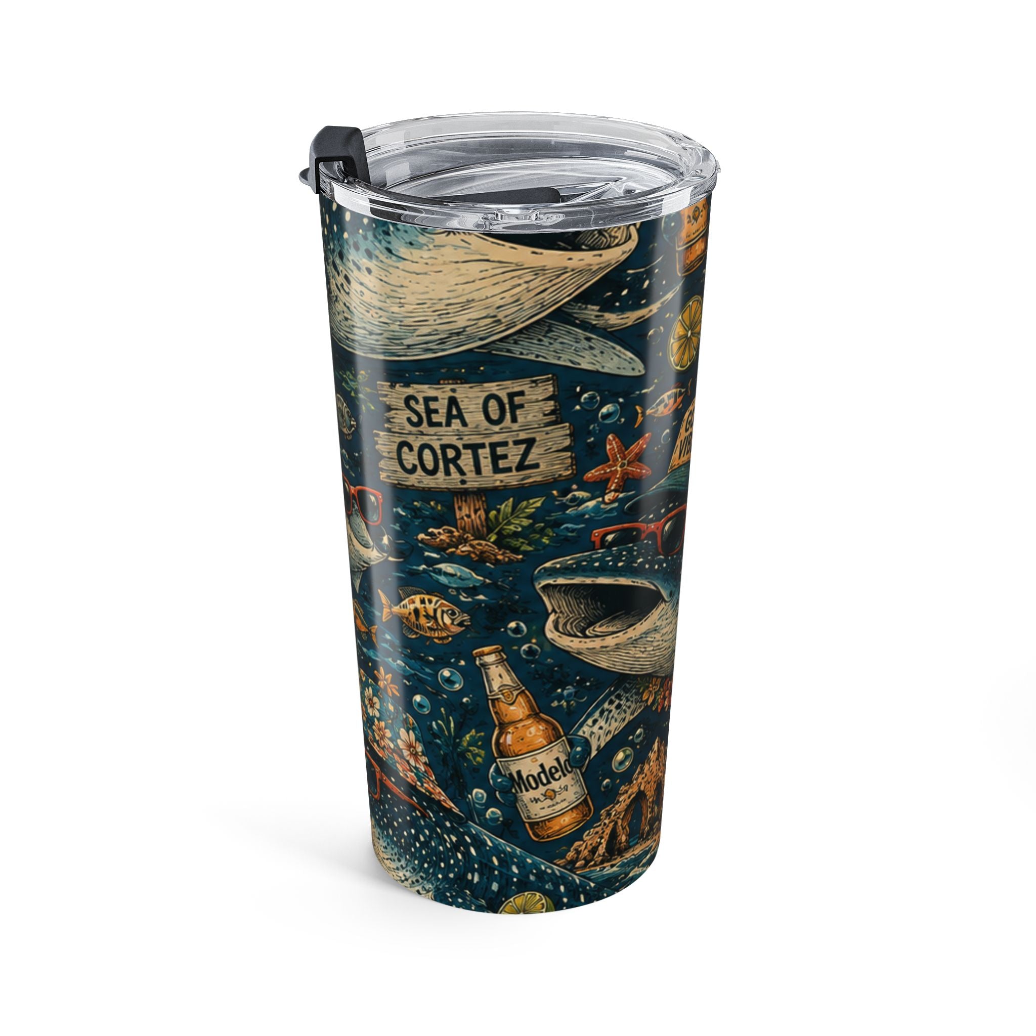 20oz Ocean Whale Tumbler – 'Good Vibes' Underwater Travel Mug