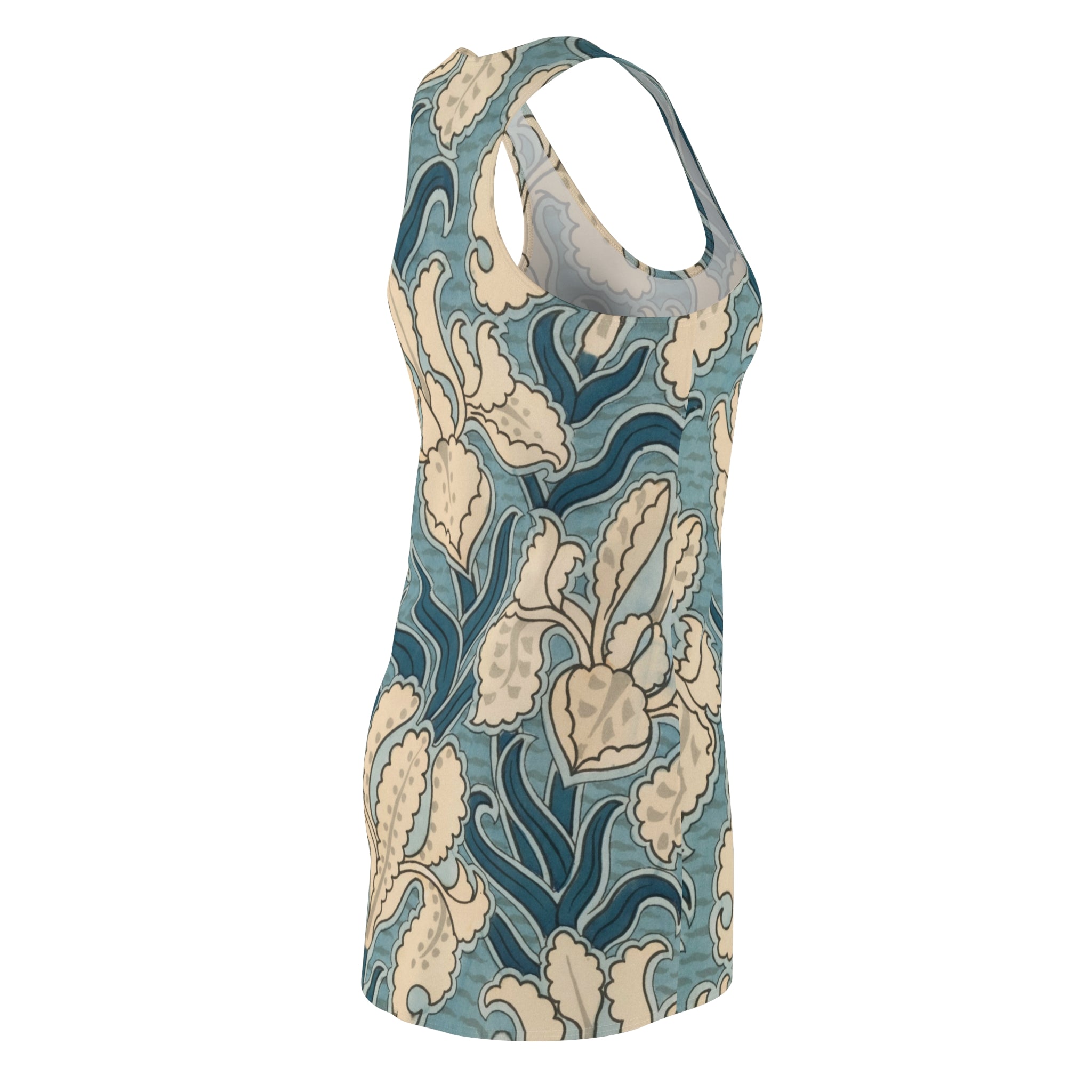 Floral Racerback Dress — Teal Vintage Botanical All-Over Print
