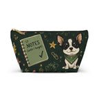 Dog Lover Notes Accessory Pouch — 'Trying My Best' T‑Bottom Makeup Bag