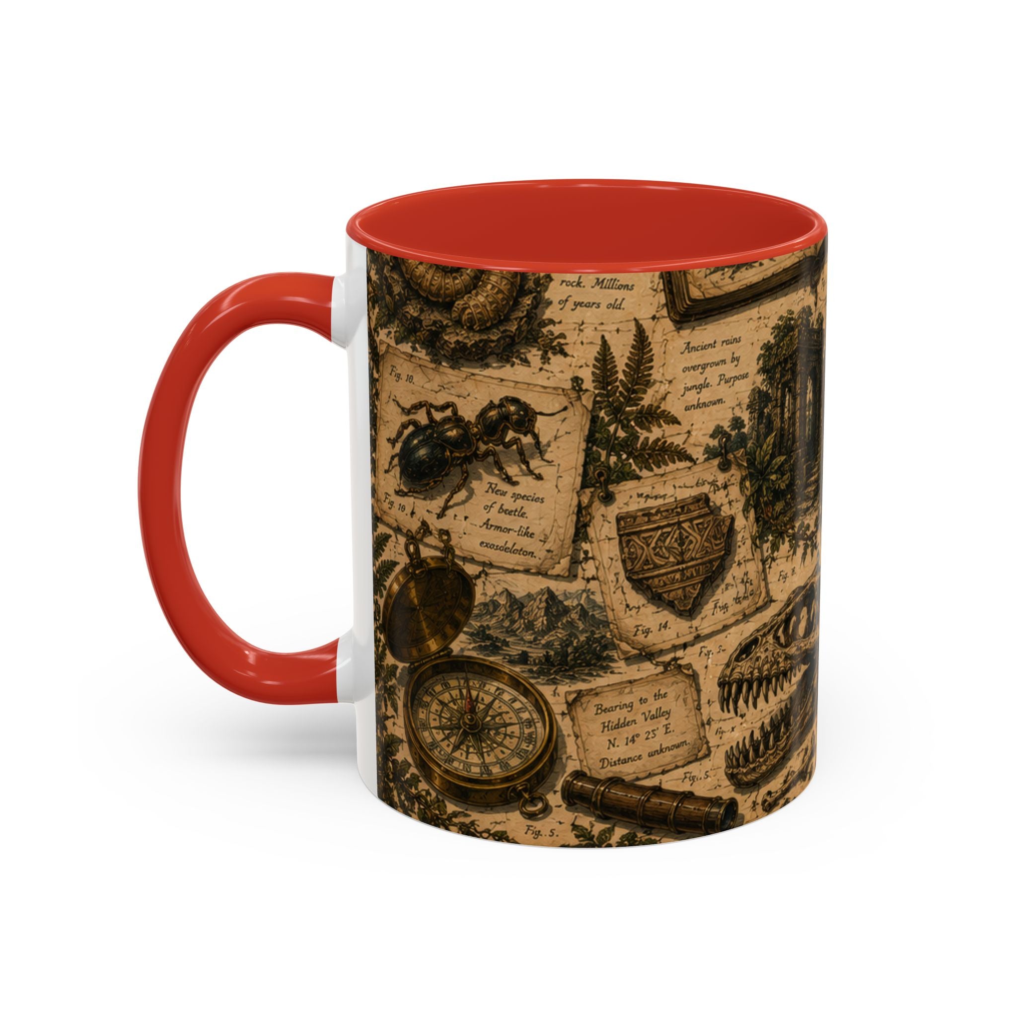 Vintage Natural History Coffee Mug — Botanical & Fossil Illustration Accent Mug