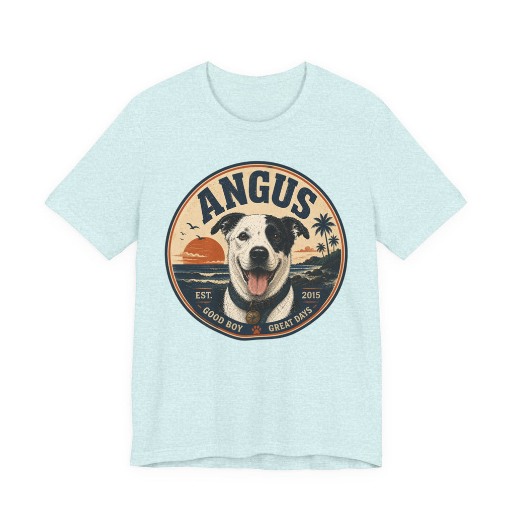 Angus Dog Tee — Retro Beach Portrait T-Shirt