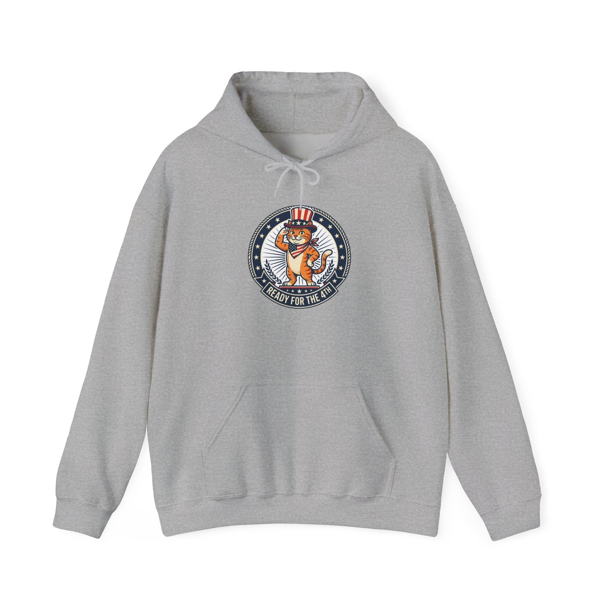 Patriotic Cat Hoodie — "Ready for the Stars" Graphic Pullover
