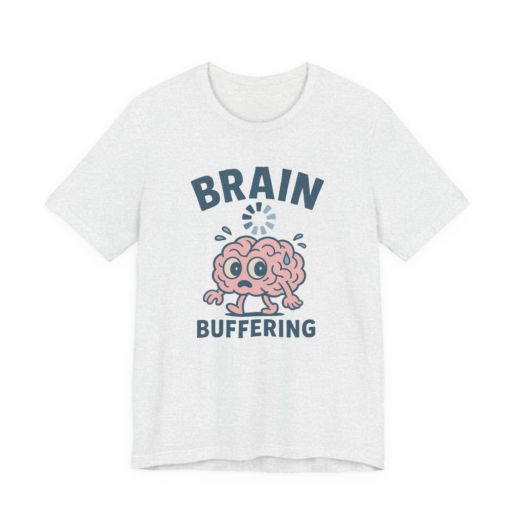 Brain Buffering T‑Shirt — Cute Cartoon Brain Graphic Tee for Neuro Humor