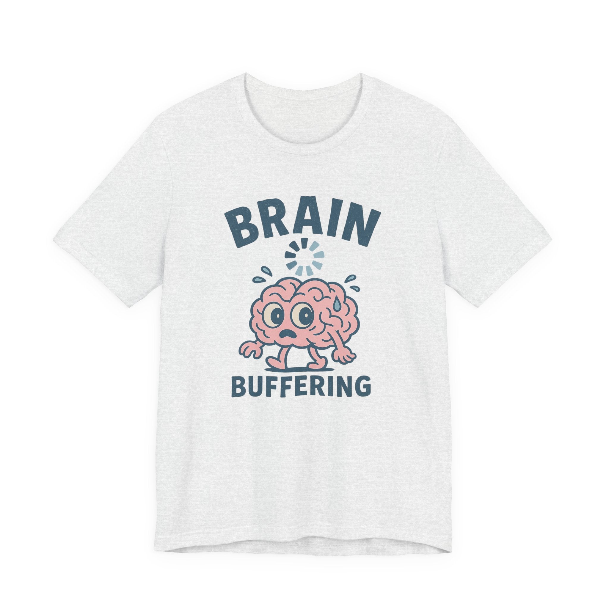 Brain Buffering T‑Shirt — Cute Cartoon Brain Graphic Tee for Neuro Humor