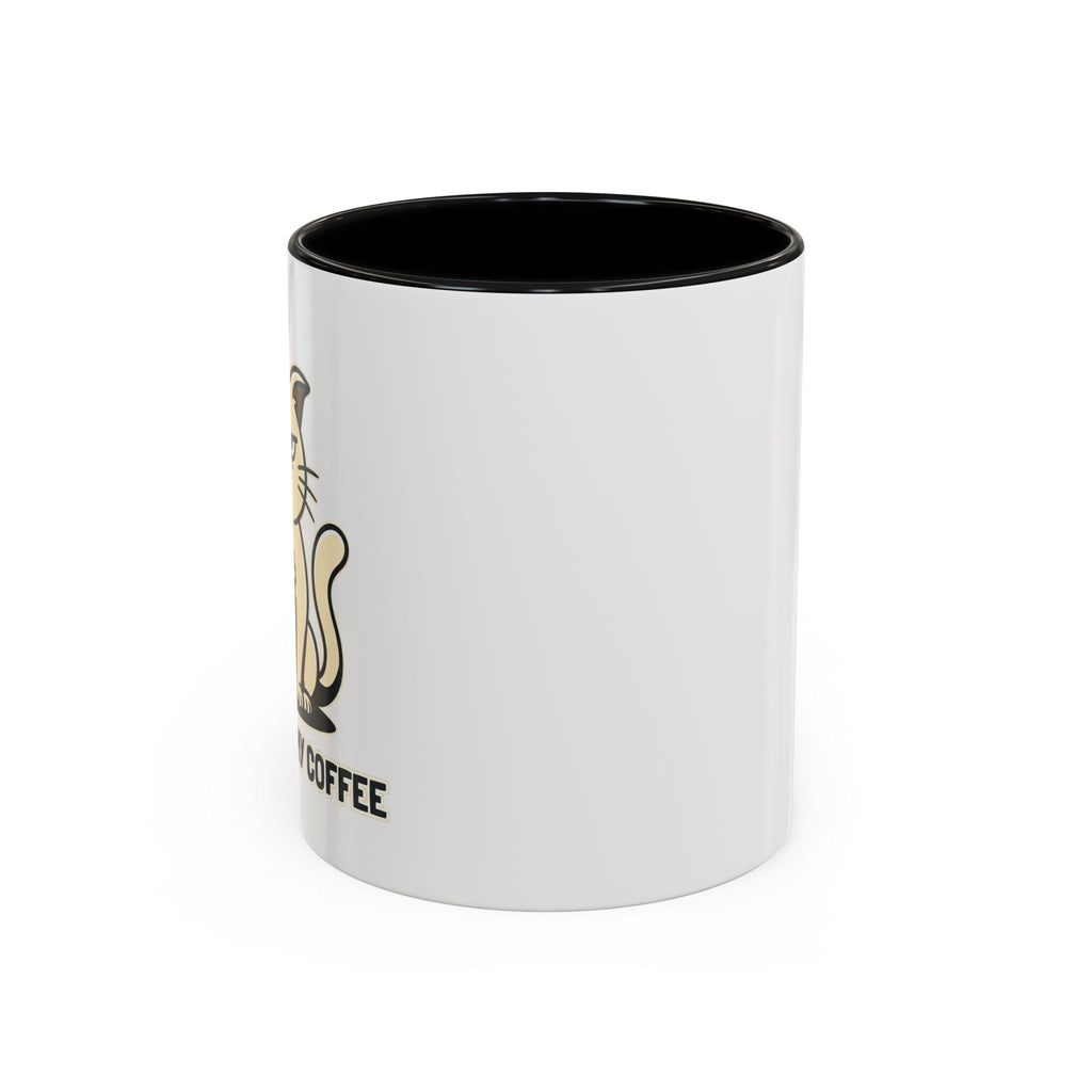 Cat Lover Coffee Mug – Cute Cat Illustration ‘Coffee’ Accent Ceramic Mug (11/15oz)