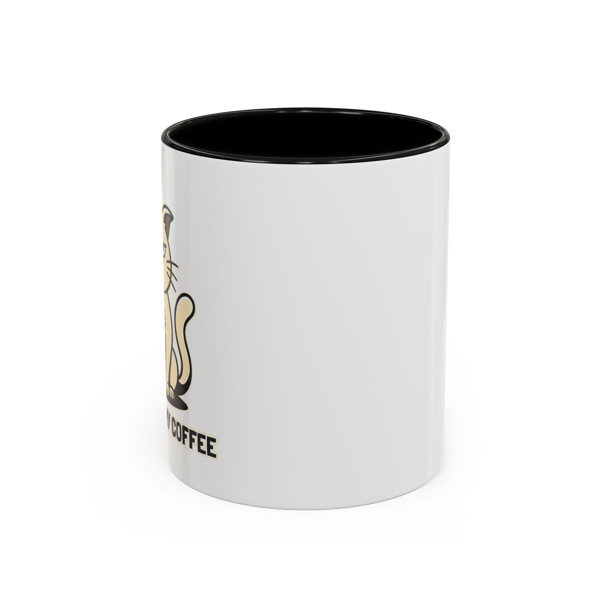 Cat Lover Coffee Mug – Cute Cat Illustration ‘Coffee’ Accent Ceramic Mug (11/15oz)