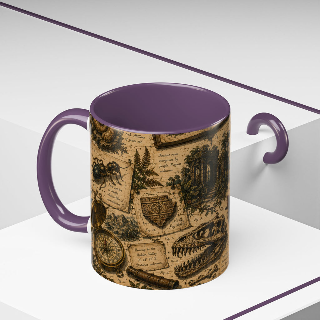 Vintage Natural History Coffee Mug — Botanical & Fossil Illustration Accent Mug