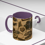 Vintage Natural History Coffee Mug — Botanical & Fossil Illustration Accent Mug