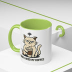 Cat Lover Coffee Mug – Cute Cat Illustration ‘Coffee’ Accent Ceramic Mug (11/15oz)