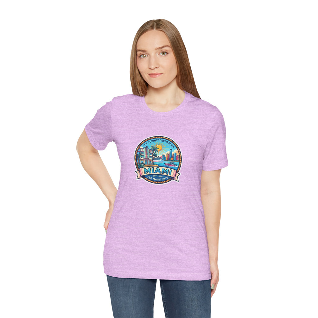 Miami Beach Vintage Logo Tee — Miami Skyline Sunset T‑Shirt