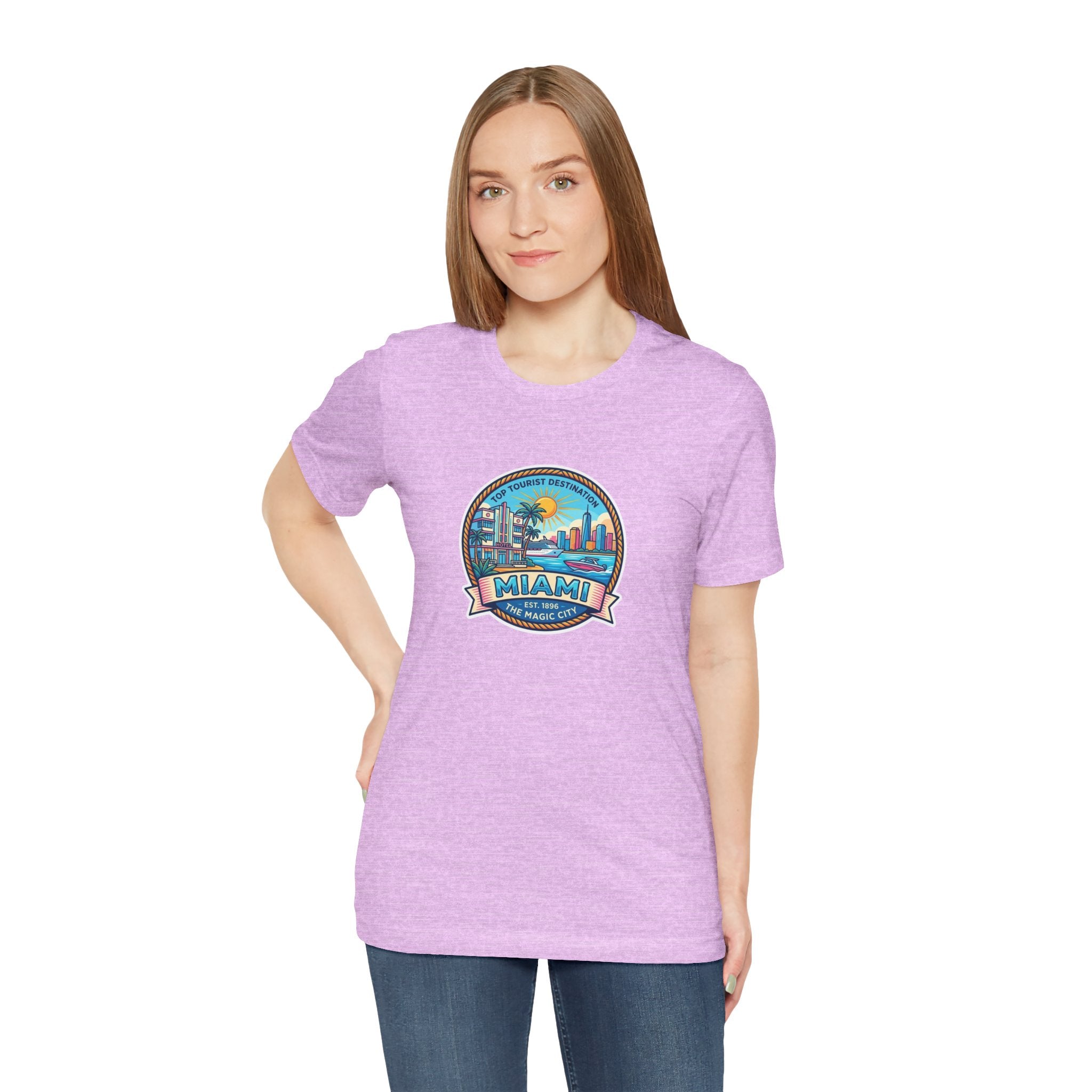 Miami Beach Vintage Logo Tee — Miami Skyline Sunset T‑Shirt