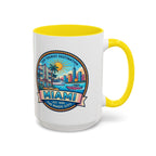 Miami Vintage Travel Accent Coffee Mug – 'Miami' Scenic Beach & Skyline Design (11/15oz)