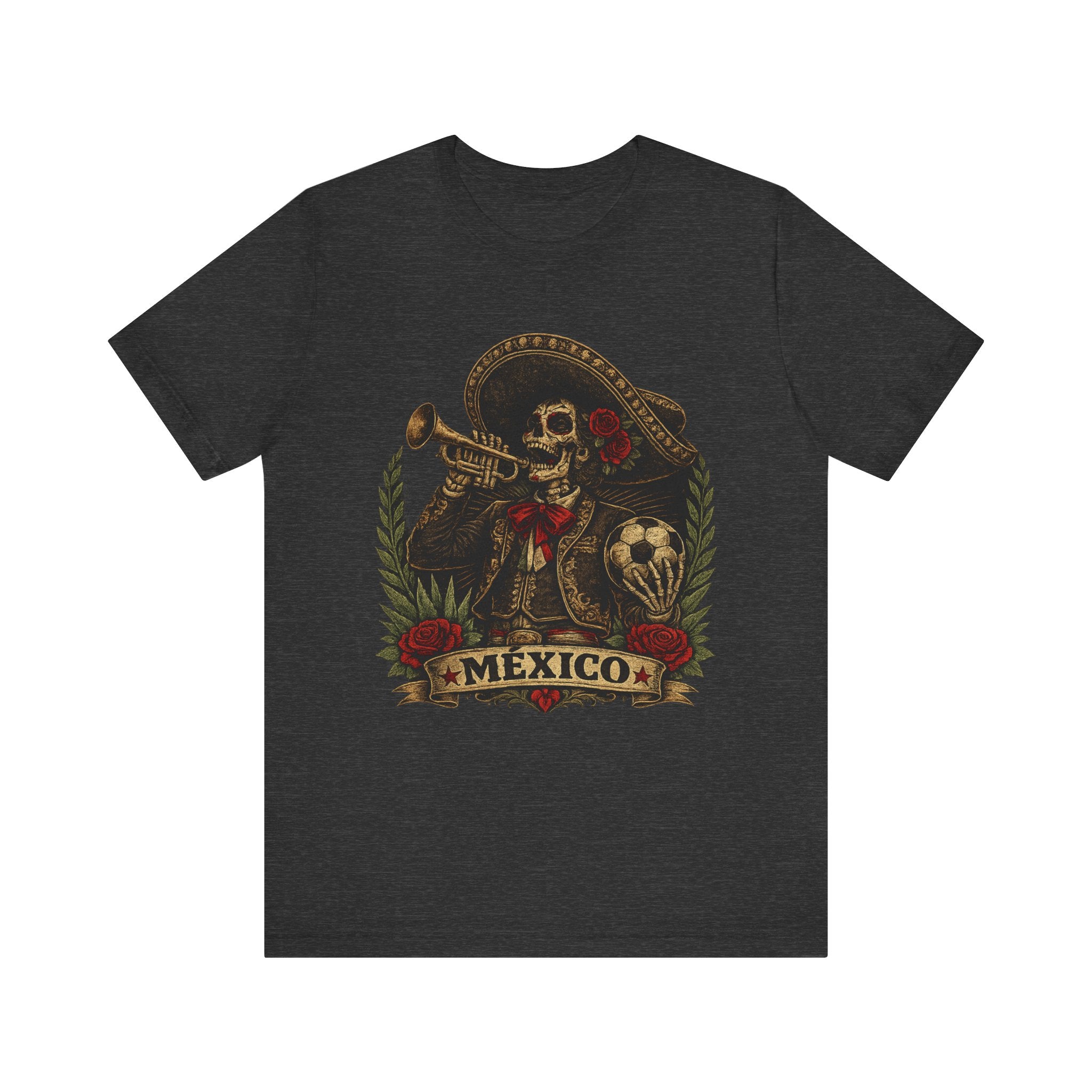Mexico Mariachi Skull T‑Shirt — Day of the Dead Mexican Soccer Tee