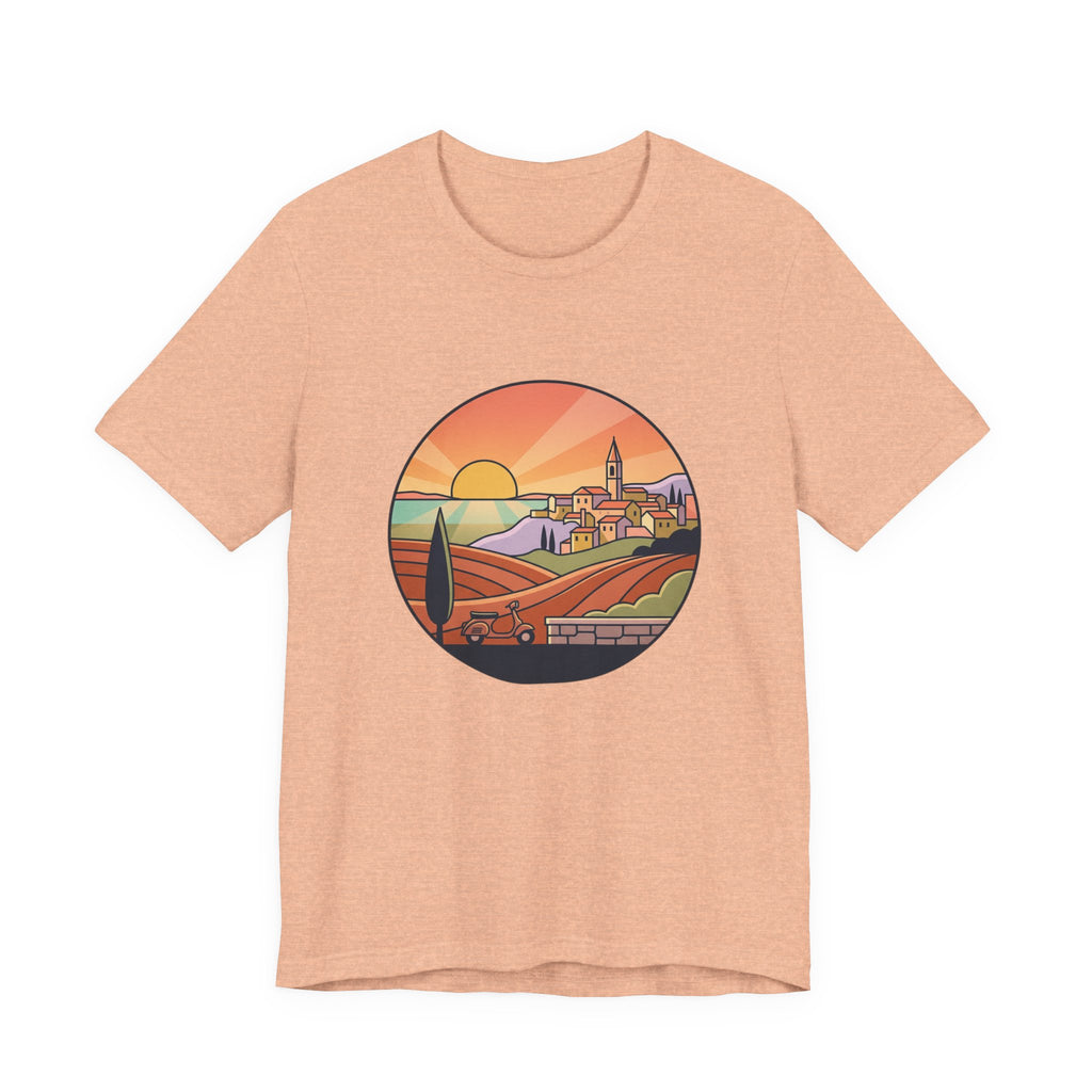 Sunset Tuscan Landscape T-Shirt — Vintage Italian Countryside Graphic Tee