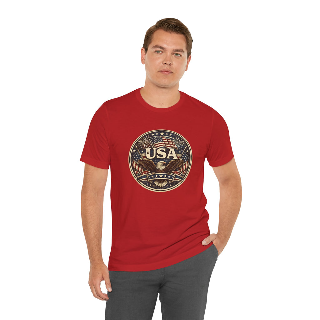 USA Eagle Vintage Patriotic T-Shirt — American Flag Graphic Tee