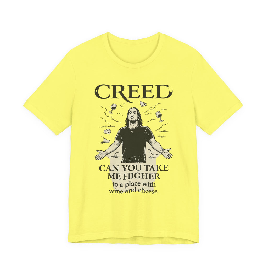 Creed-Inspired Unisex Jersey Tee - Wine & Cheese Lover's Shirt, Casual Daywear, Gift for Friends, Music Merch, Funny Tee