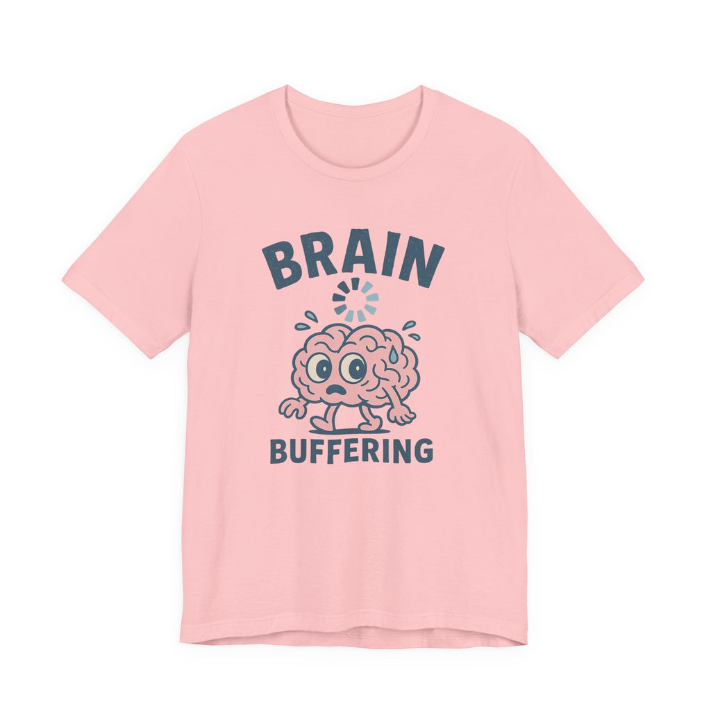 Brain Buffering T‑Shirt — Cute Cartoon Brain Graphic Tee for Neuro Humor