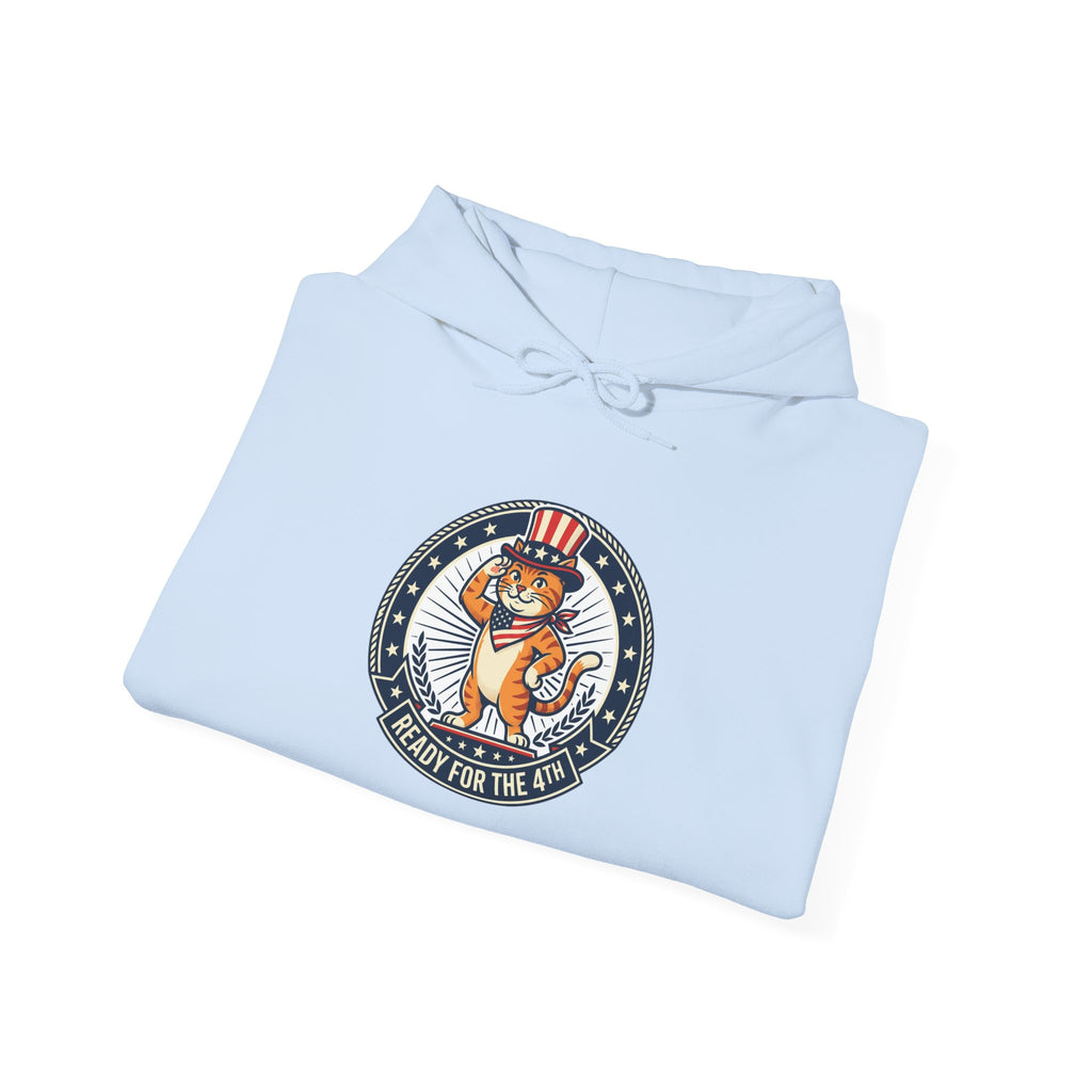 Patriotic Cat Hoodie — "Ready for the Stars" Graphic Pullover