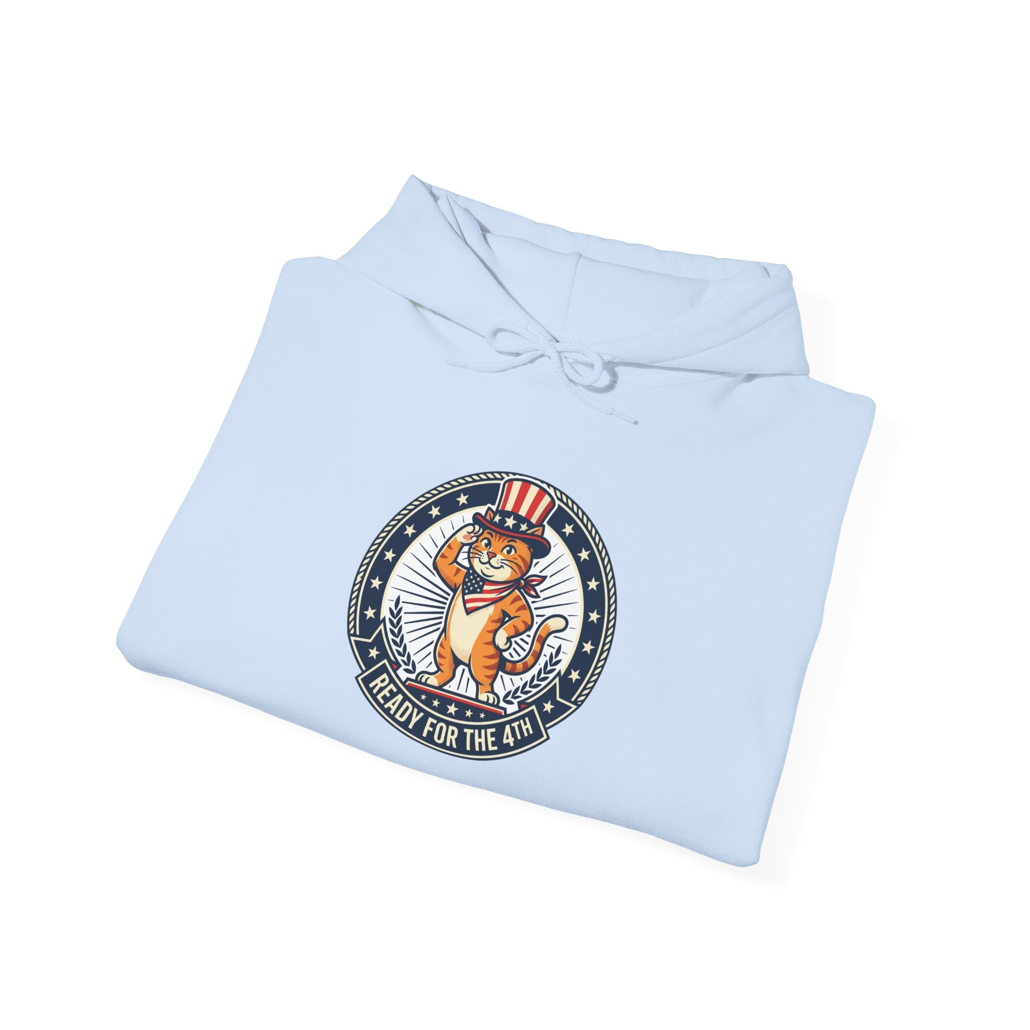 Patriotic Cat Hoodie — "Ready for the Stars" Graphic Pullover