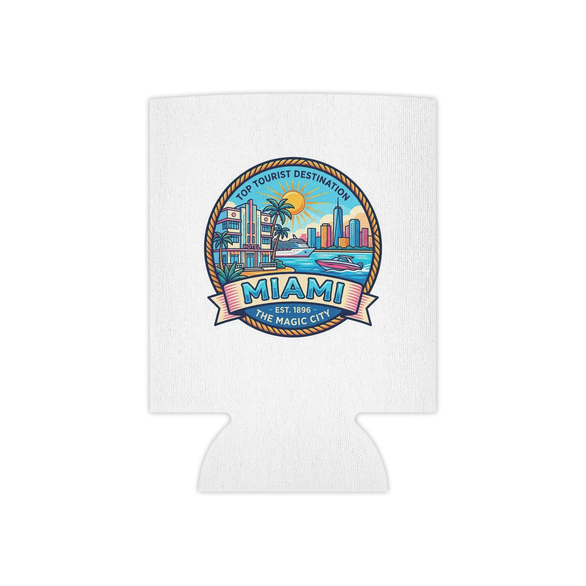 Miami Vintage Beach Can Cooler – "Miami The Magic City" Travel Souvenir
