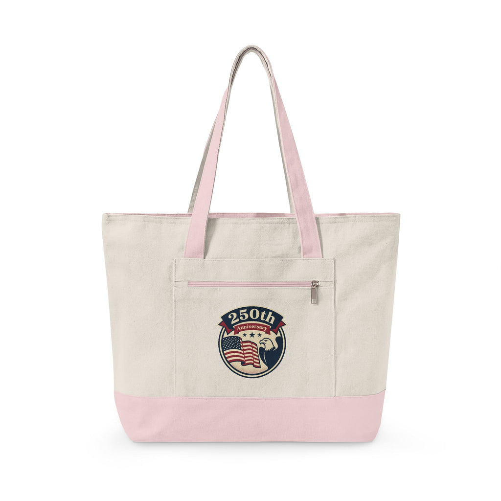 250th Anniversary American Flag Canvas Tote Bag — Zippered Patriotic Tote