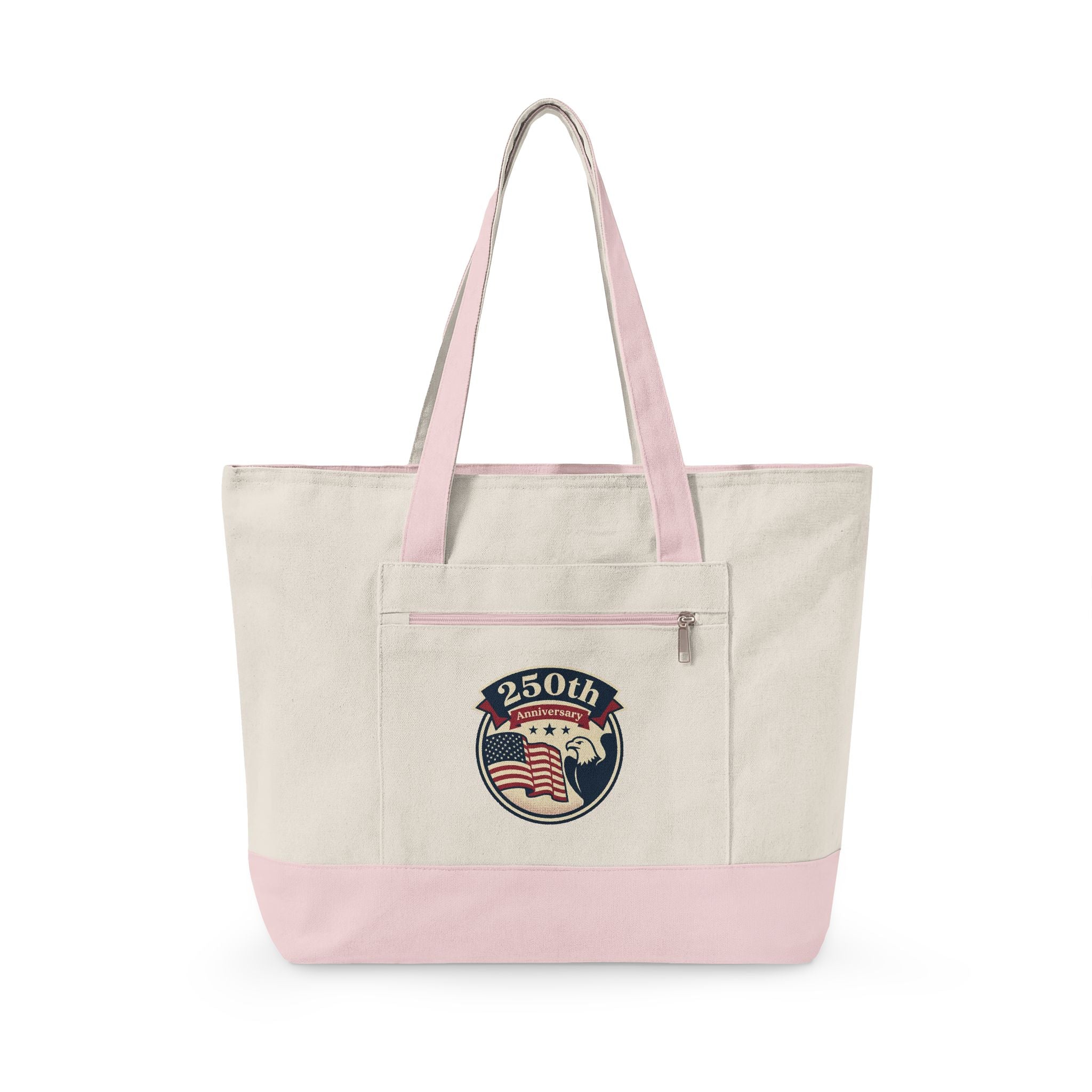 250th Anniversary American Flag Canvas Tote Bag — Zippered Patriotic Tote