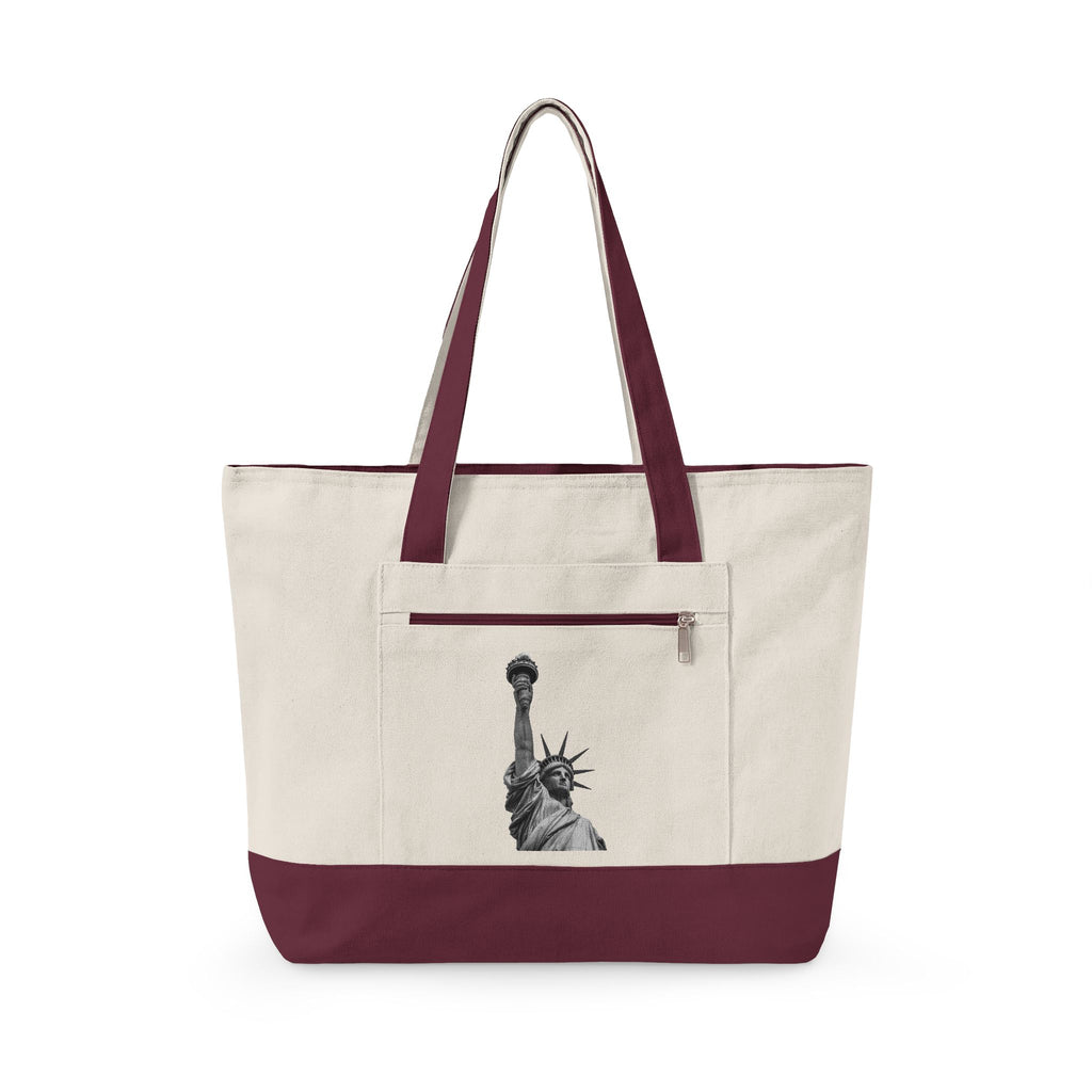 Statue of Liberty Canvas Tote — Zippered Eco Travel Bag