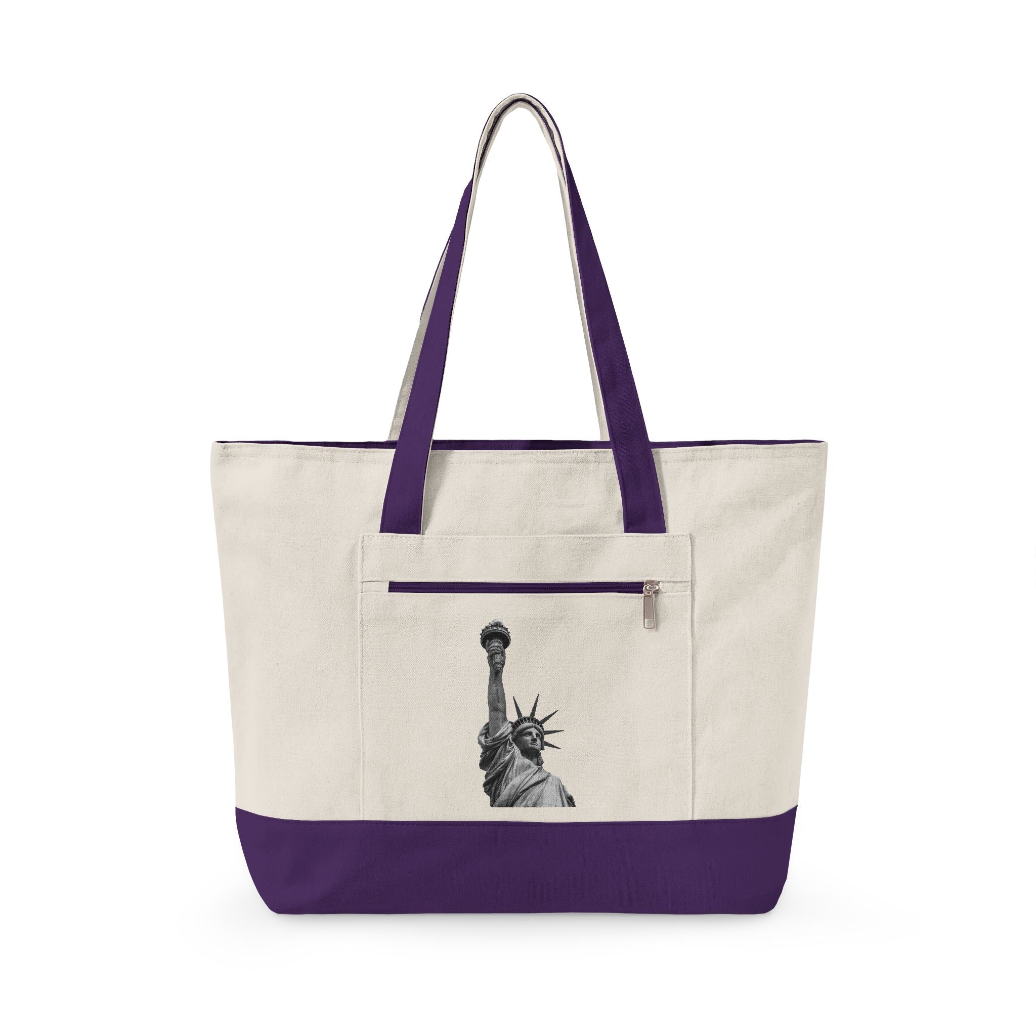Statue of Liberty Canvas Tote — Zippered Eco Travel Bag