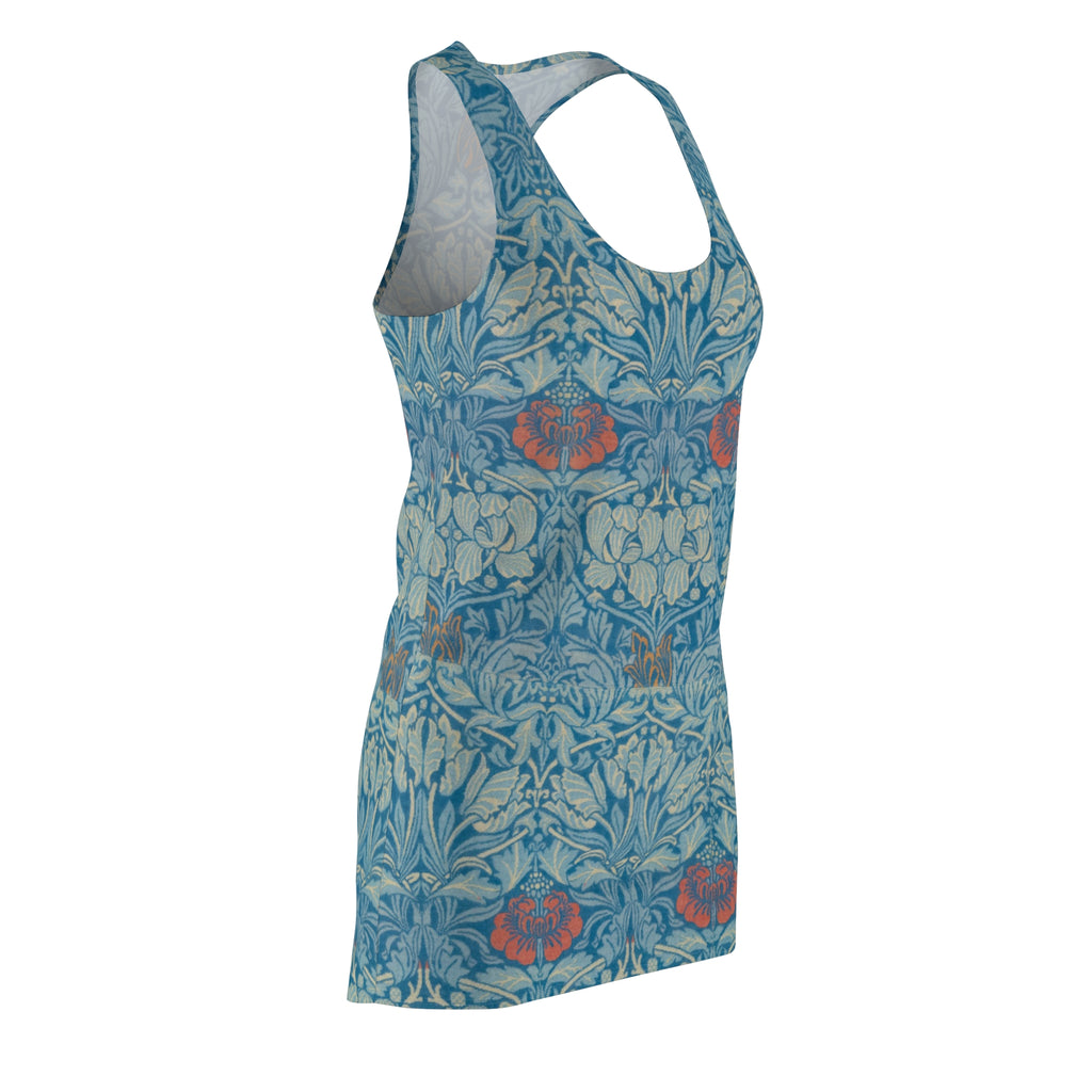 Floral Blue Racerback Dress – Vintage Inspired All-Over Print