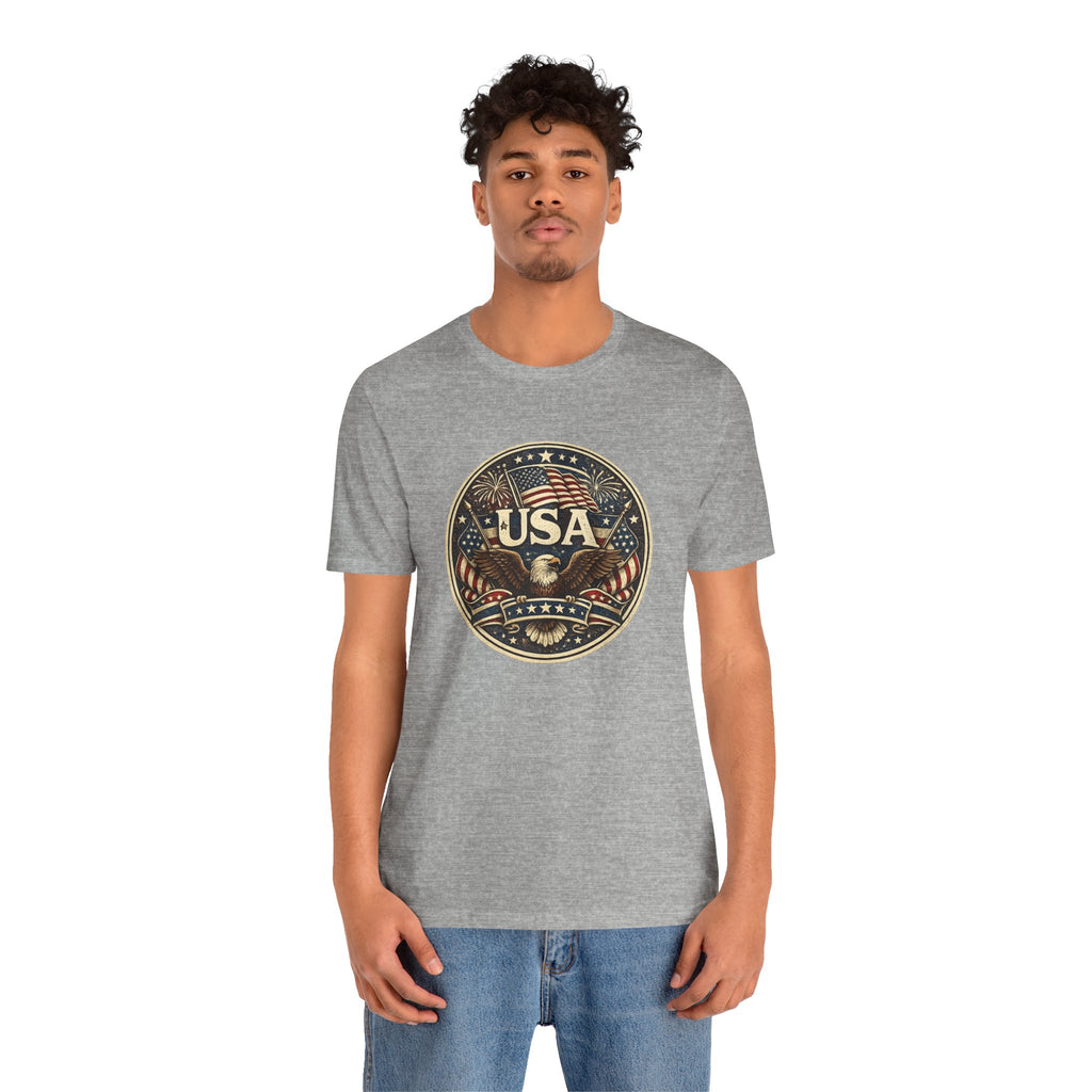 USA Eagle Vintage Patriotic T-Shirt — American Flag Graphic Tee