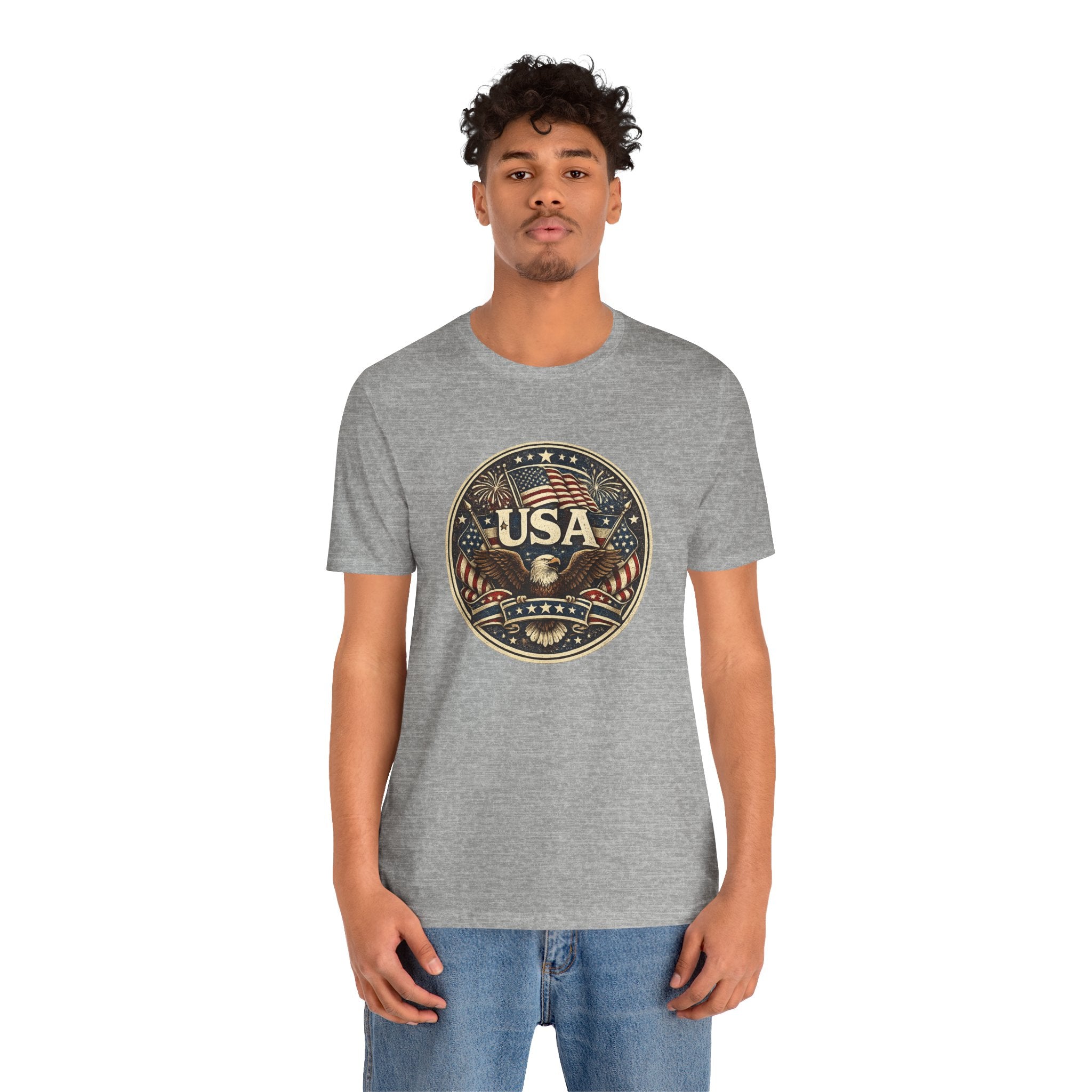 USA Eagle Vintage Patriotic T-Shirt — American Flag Graphic Tee