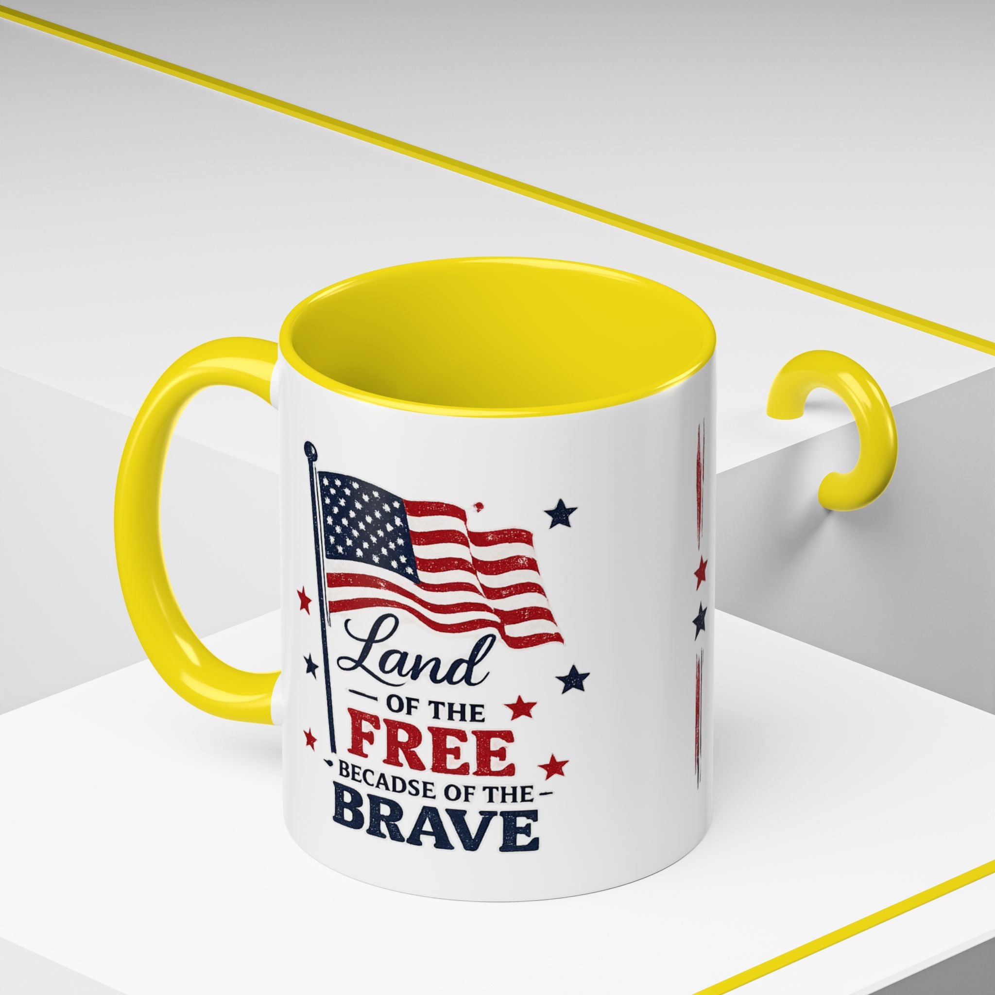 Patriotic Coffee Mug — "Land of the Free Because of the Brave" Accent Mug