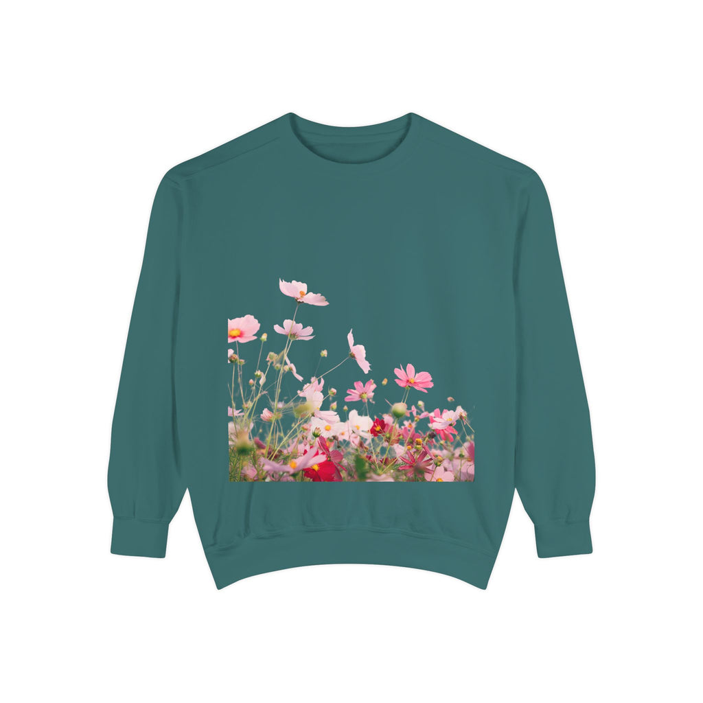 Floral Meadow Sweatshirt — Pink Cosmos Garden Crewneck