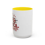 America Flag Accent Coffee Mug - Patriotic 11/15oz Tea Cup